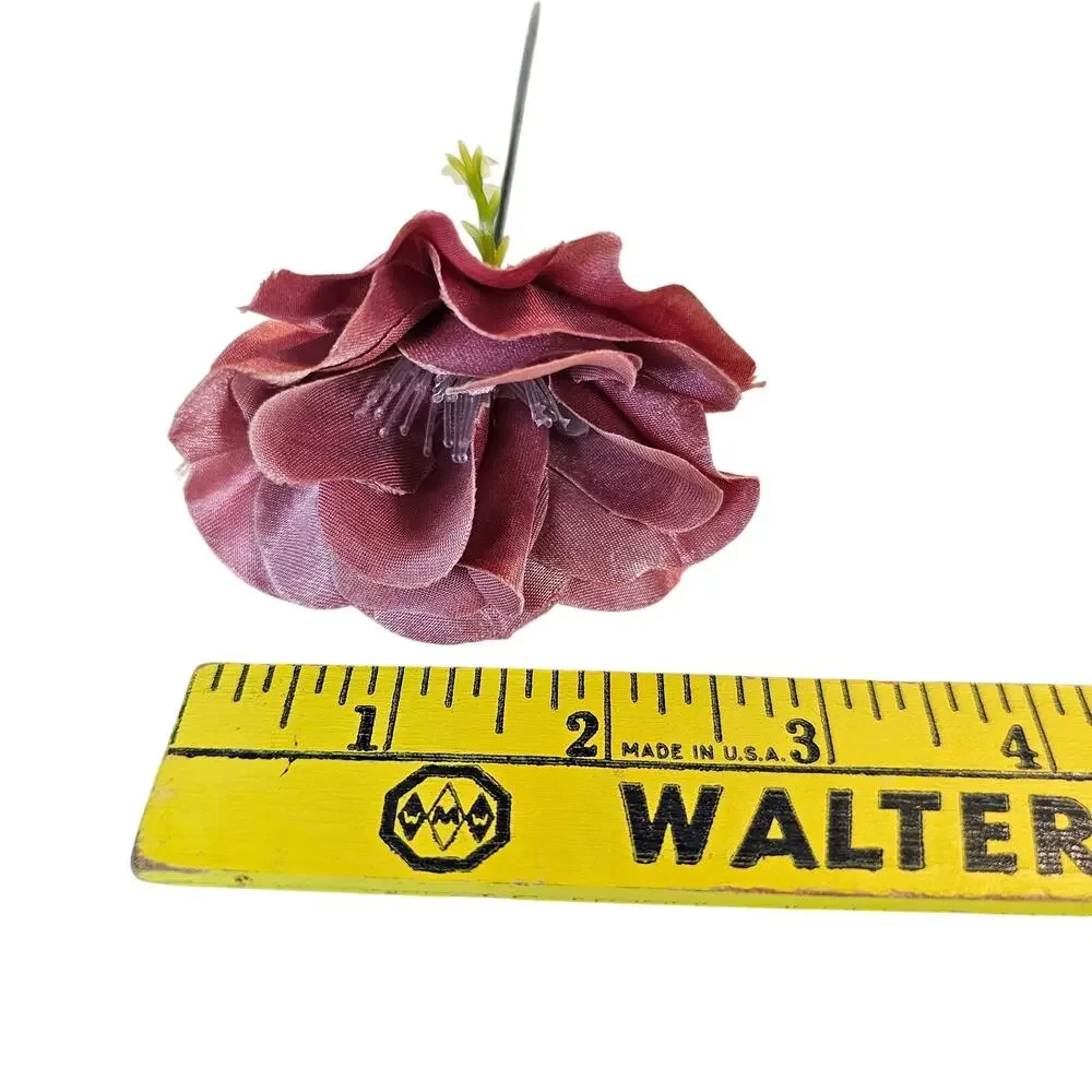 Mauve Pink Satin Open Rose Stems Artificial Flowers Wedding Craft 2.5